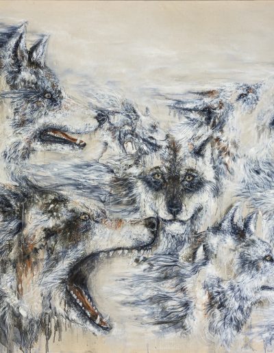 Wolf pack - 120 x 100 cm - huile sur toile brute - 2020